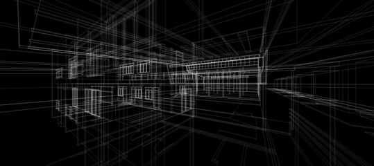 Smart building automation system digital intelligent technology abstract background architecture 3d...