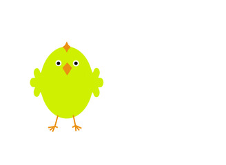 Yellow chick isolated on white background, illustration for Easter.