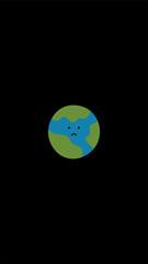 Abstract sad earth in the space. Flat design.  Vector illustration.