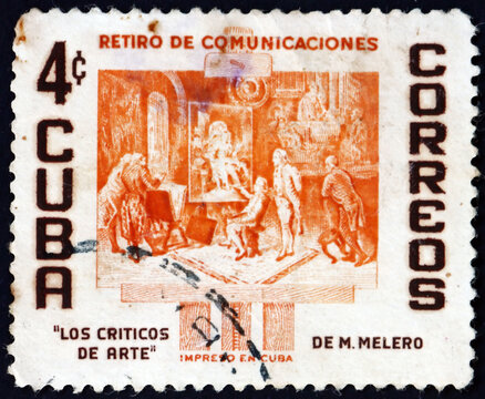 Postage stamp Cuba 1957 The Art Critics, by Miguel Melero