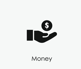 Hand holding money vector icon. Editable stroke. Symbol in Line Art Style for Design, Presentation, Website or Apps Elements, Logo. Pixel vector graphics - Vector