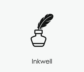 Inkwell vector icon. Editable stroke. Symbol in Line Art Style for Design, Presentation, Website or Apps Elements, Logo. Pixel vector graphics - Vector