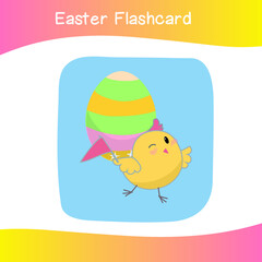 Cute Easter image flashcards collection. flashcards for preschool children. Educational printable game cards. Colorful printable flashcard. Vector illustration.