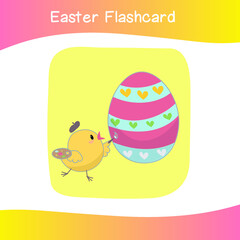 Cute Easter image flashcards collection. flashcards for preschool children. Educational printable game cards. Colorful printable flashcard. Vector illustration.
