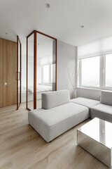 Modern studio in minimalist style white beige tones