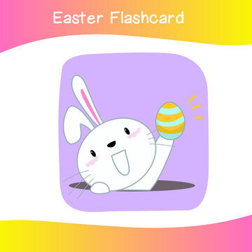 Cute Easter image flashcards collection. flashcards for preschool children. Educational printable game cards. Colorful printable flashcard. Vector illustration.