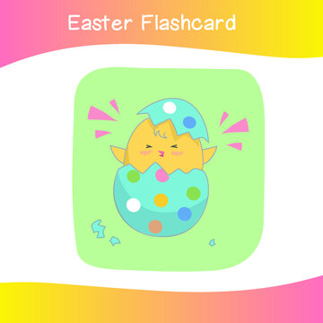 Cute Easter image flashcards collection. flashcards for preschool children. Educational printable game cards. Colorful printable flashcard. Vector illustration.
