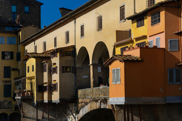 Fototapeta na wymiar Houses of Ponte Vecchio bridge in Florence, Italy