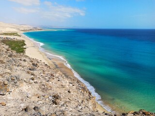 Playa de Sotavento desde el mirador del Salmo en Fuerteventura