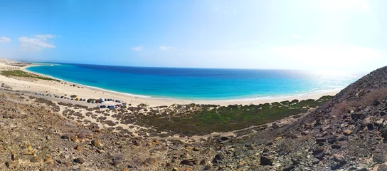 Photo sur Plexiglas Plage de Sotavento, Fuerteventura, Îles Canaries Playa de Sotavento desde el mirador del Salmo en Fuerteventura