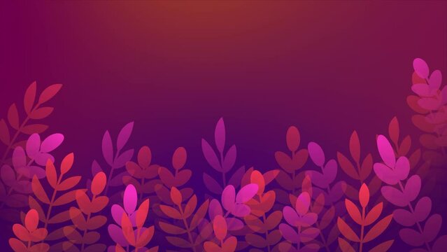 summer leaves and plants frame loop animation. Animated background with copy space for text. Floral pattern border design. backdrop for banner, presentation, wallpaper, screensaver. bright pink color
