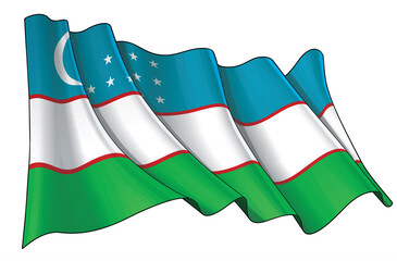 Waving Flag of Uzbekistan