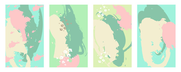 Set abstract Plant Art design for print, cover, wallpaper, Minimal and natural wall art. Mountain wall art vector set. Earth tones landscapes backgrounds set