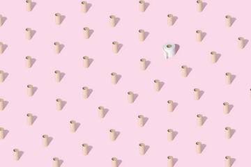 Pattern made of Toilet paper rolls. New Corona virus infection(novel corona virus disease) background. Pandemic panic concept.