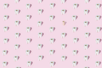 Pattern made of Toilet paper rolls. New Corona virus infection(novel corona virus disease) background. Pandemic panic concept.