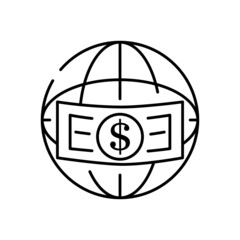 Boycott, business war, trade war icon set in thin line style. world and dollar