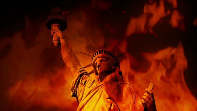 The Statue Of Liberty In Flames