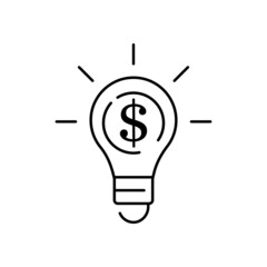 line style money boom icon isolated on white background. Boycott, business war, trade war icon EPS 10. Bulb dollar and idea