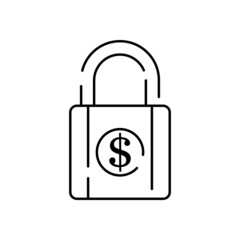 line style money boom icon isolated on white background. Boycott, business war, trade war icon EPS 10. Lock dollar sign and economic crisis