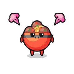 annoyed expression of the cute meatball bowl cartoon character