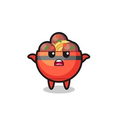 meatball bowl mascot character saying I do not know