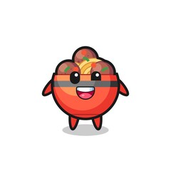 illustration of an meatball bowl character with awkward poses