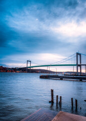 Suspension bridge at Gothenburg Connecting main land to Industrial area of Hisingen in west coast of Sweden.
