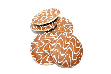 pancakes with icing on a white background