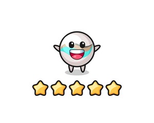 the illustration of customer best rating, marble toy cute character with 5 stars
