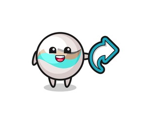 cute marble toy hold social media share symbol