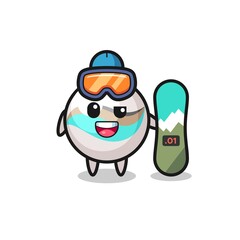 Illustration of marble toy character with snowboarding style