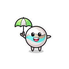cute marble toy illustration holding an umbrella