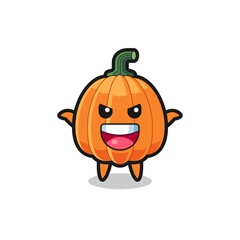 the illustration of cute pumpkin doing scare gesture