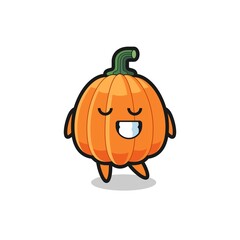 pumpkin cartoon illustration with a shy expression