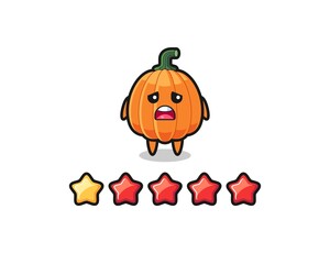 the illustration of customer bad rating, pumpkin cute character with 1 star
