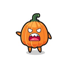 cute pumpkin cartoon in a very angry pose