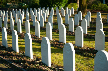 Visit to the cemetery during spring season, cementery in Dusseldorf, Germany