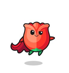 cute rose superhero character is flying