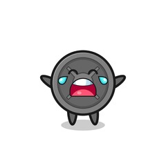 the illustration of crying barbell plate cute baby