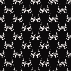 Abstract pattern tattoo love sketch. Artistic goth logo design. White illustration in death metal style on a black background. Cyber sigilism picture.