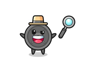 illustration of the barbell plate mascot as a detective who manages to solve a case
