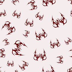 Abstract pattern tattoo love sketch. Artistic goth logo design. Random chaotic red illustration in death metal style on a white background. Cyber sigilism picture.