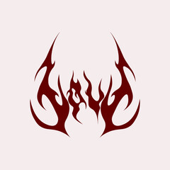 Abstract tattoo love sketch. Artistic goth logo design. Red illustration in death metal style on a white background. Cyber sigilism picture.