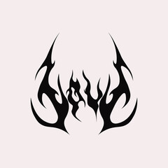 Abstract tattoo love sketch. Artistic goth logo design. Black illustration in death metal style on a white background. Cyber sigilism picture.