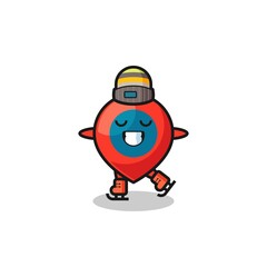 location symbol cartoon as an ice skating player doing perform