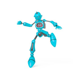 funny robot cartoon is landing