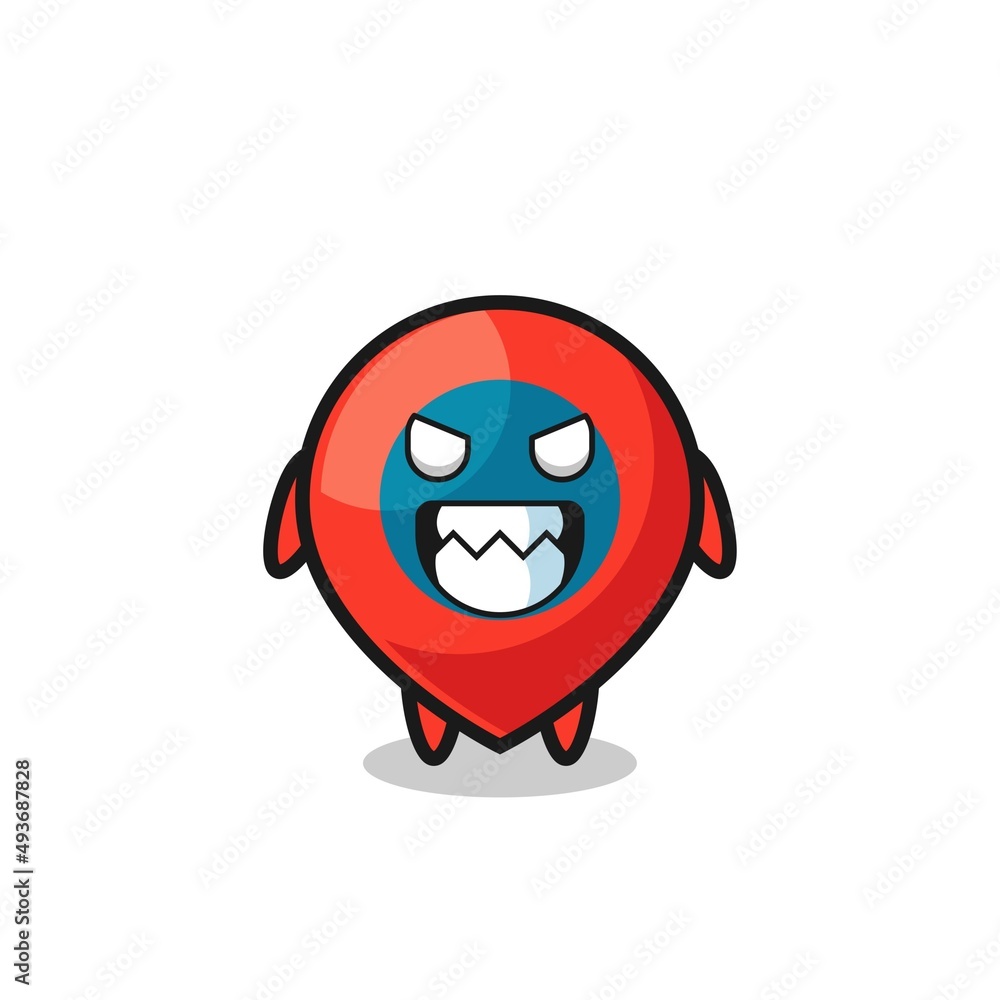 Sticker evil expression of the location symbol cute mascot character