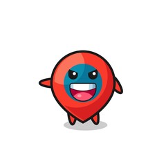 location symbol cartoon with very excited pose