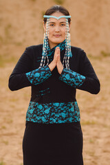 Mongolian woman in traditional outfit 