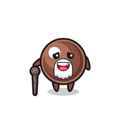 cute tapioca pearl grandpa is holding a stick